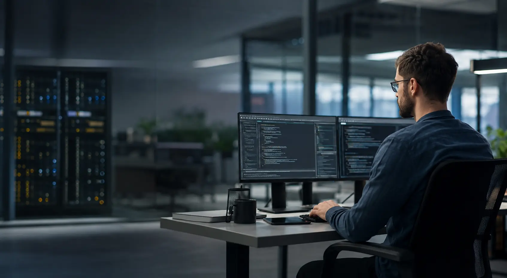 Limronix technical team working on web development and hosting infrastructure